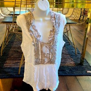 Anthropologie Deletta white sleeveless xl top